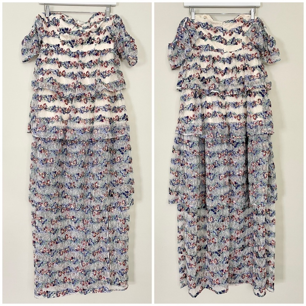 Majorelle Corset Tiered Lace Embroidered Dress - SAMPLE PIECE